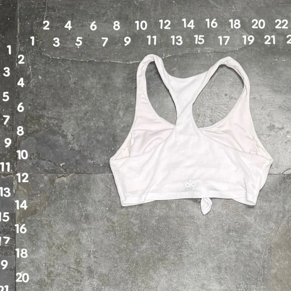 Alo Yoga Ribbed Tie-Front Sports Bra